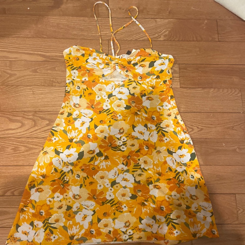 H&M orange patterned sun dress NEVER WORN WITH TAGS